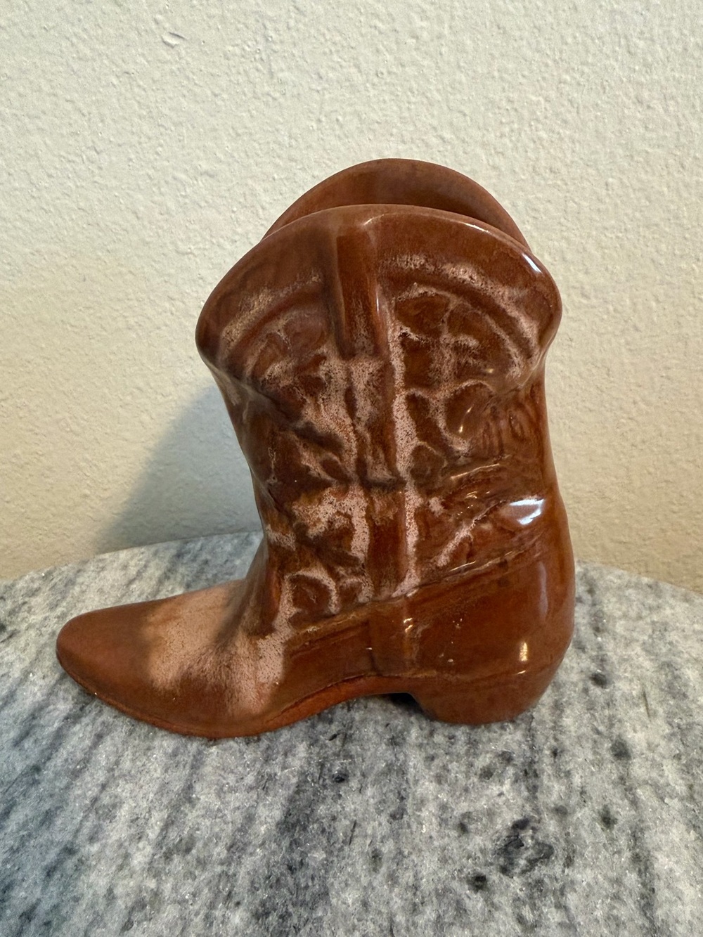Vintage Frankoma Brown Glazed Ceramic Cowboy Boot Vase - Picture 2 of 7